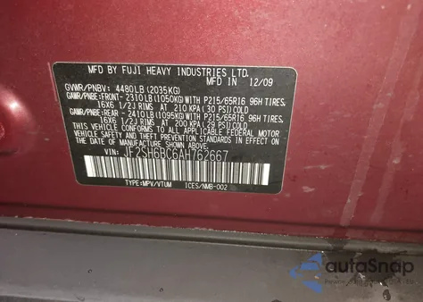 2010 Subaru Forester 2.5X from USA, damaged, VIN JF2SH6BC6AH762667